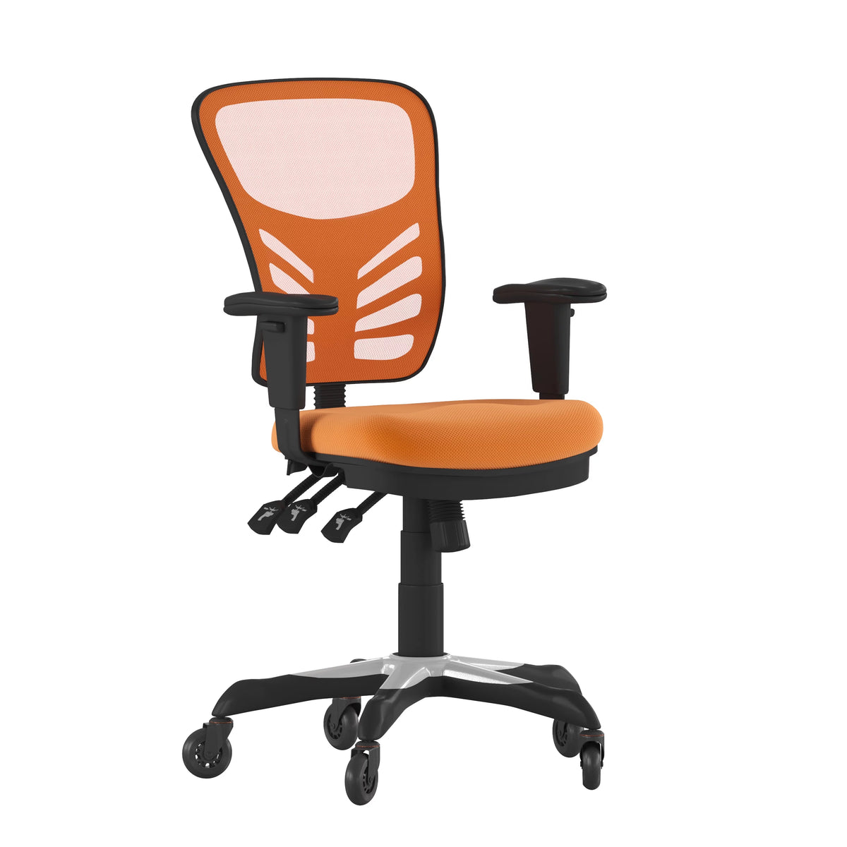 Orange Mesh Ergonomic Office Chair with Adjustable Arms E371