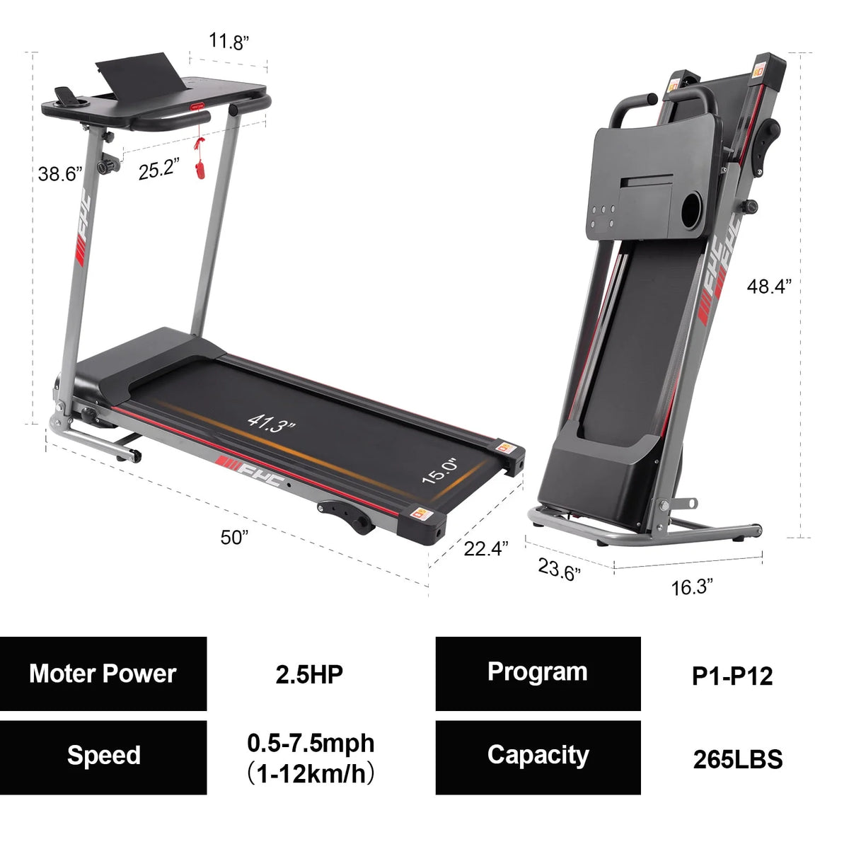 Folding Treadmill with Desk Electric Treadmill S733
