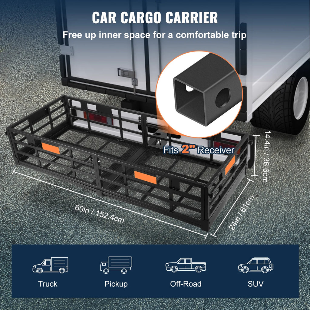 Folding Hitch Mount Cargo Carrier Rack 2" Receiver 500lbs W831948