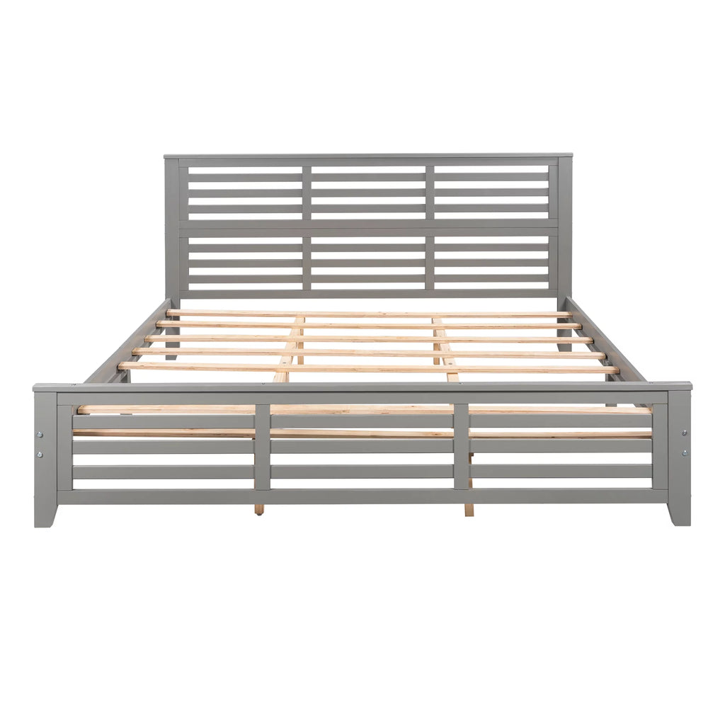 King Size Wood Platform Bed Frame with Headboard C2272