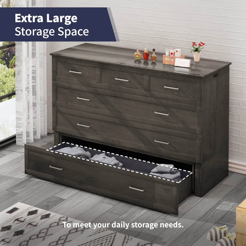 Queen Size Grey Murphy Cabinet Bed with USB Charging Station G61977