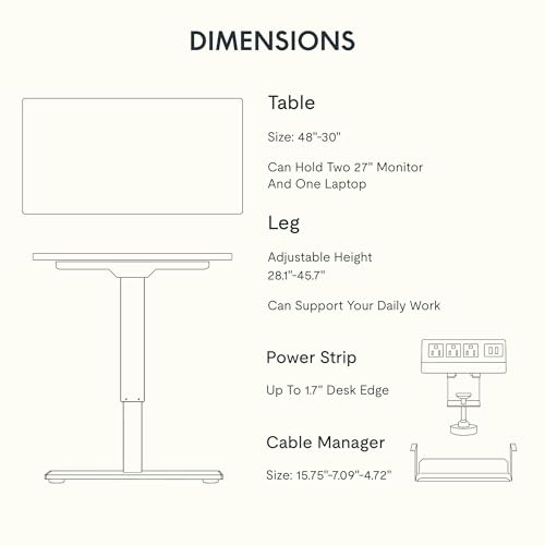 Black Electric Standing Desk with Clamp Power Strip S250710