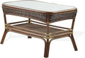Rectangular Coffee Table Dark Walnut Natural Rattan S814