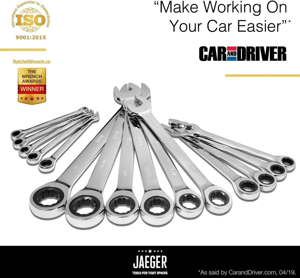 15pc SAE/INCH Ratcheting Wrench Set with Rollup Case Z604