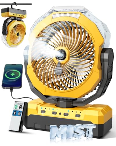 460ml Portable Misting Fan with 24000mAh Rechargeable Battery, Black S539