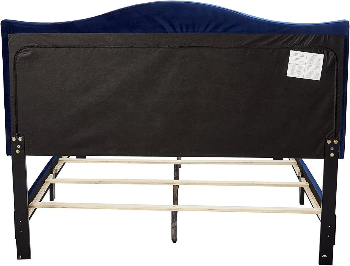 Blue Velvet King Size Upholstered Panel Bed S326