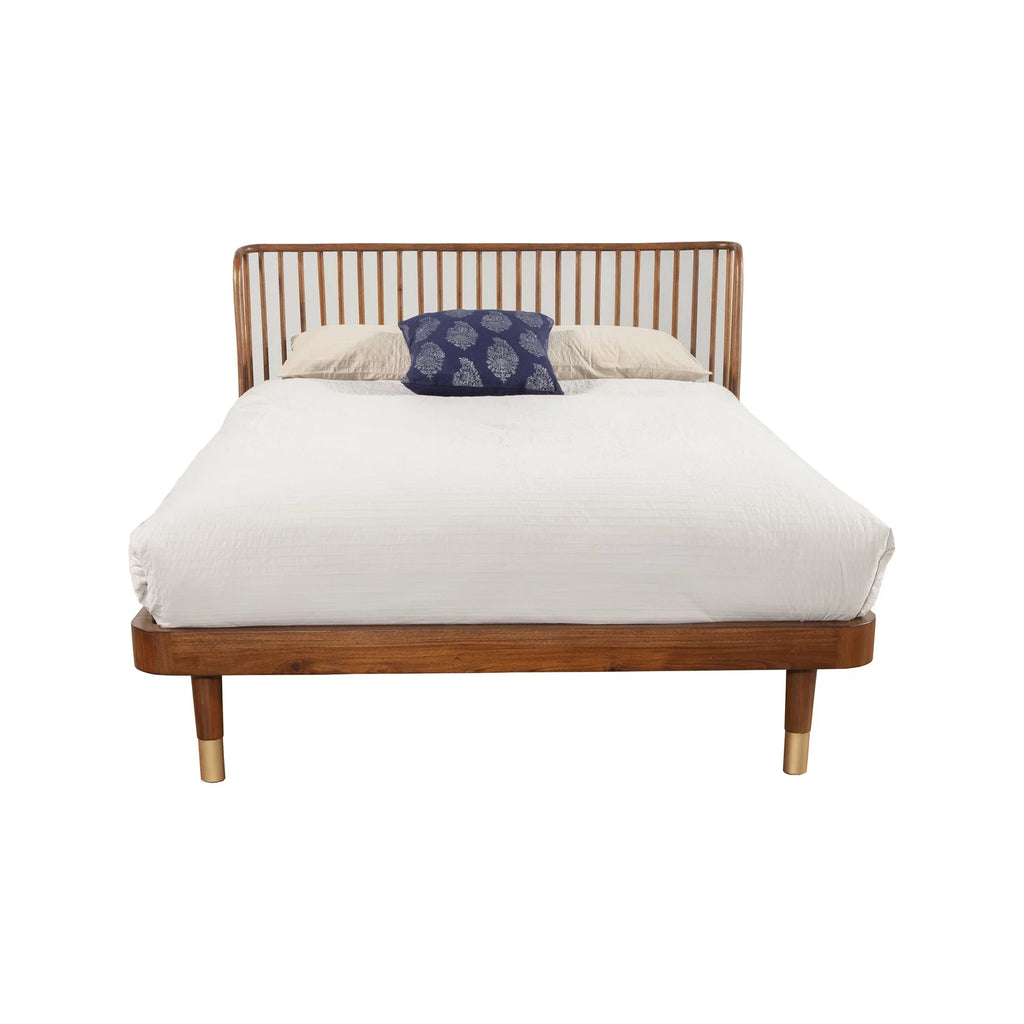 King Wood Platform Bed Dark Walnut M8884