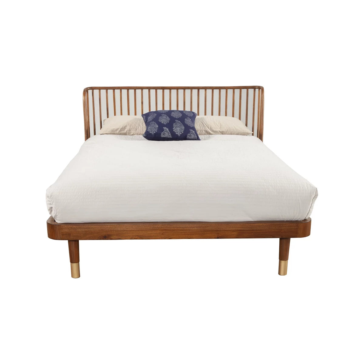 King Wood Platform Bed Dark Walnut M8884