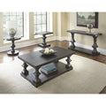 Ebony Coffee Table with Planked Top and Pedestal Base G184090