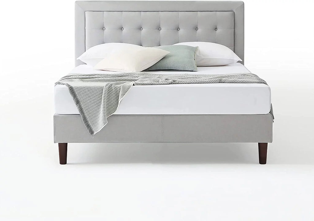 Queen Upholstered Platform Bed Frame with Wood Slat Support N803519