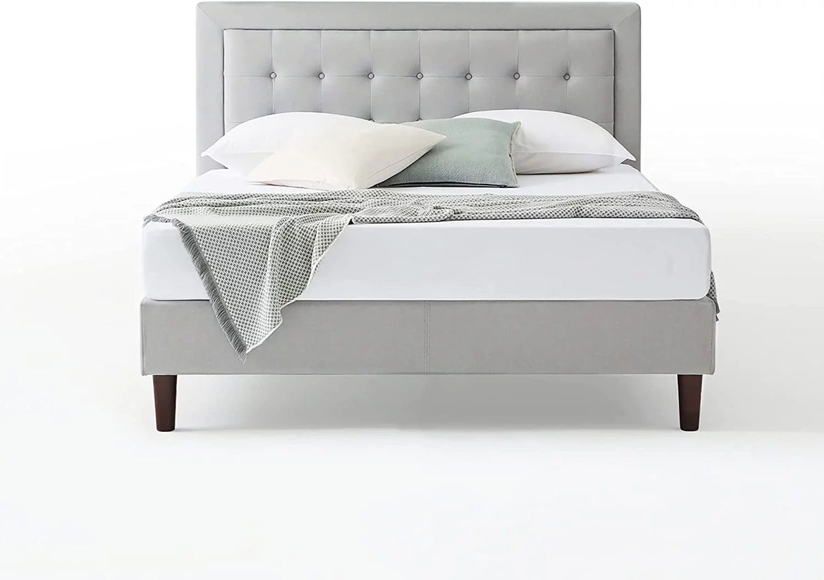 Queen Upholstered Platform Bed Frame with Wood Slat Support N803519