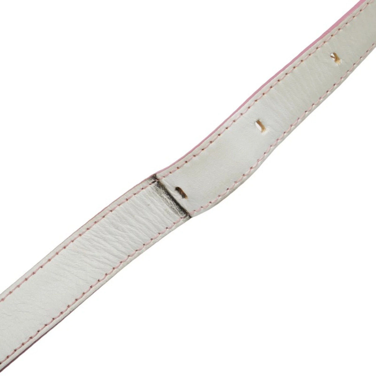 Pre-Owned Pink White Canvas Leather Shoulder Bag H2799
