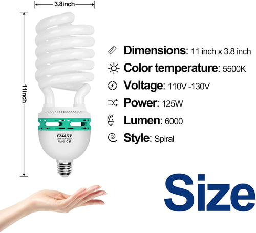 105 Watt Full Spectrum Photography Light Bulb 5500K CFL Daylight Balanced 4 Pack B1920