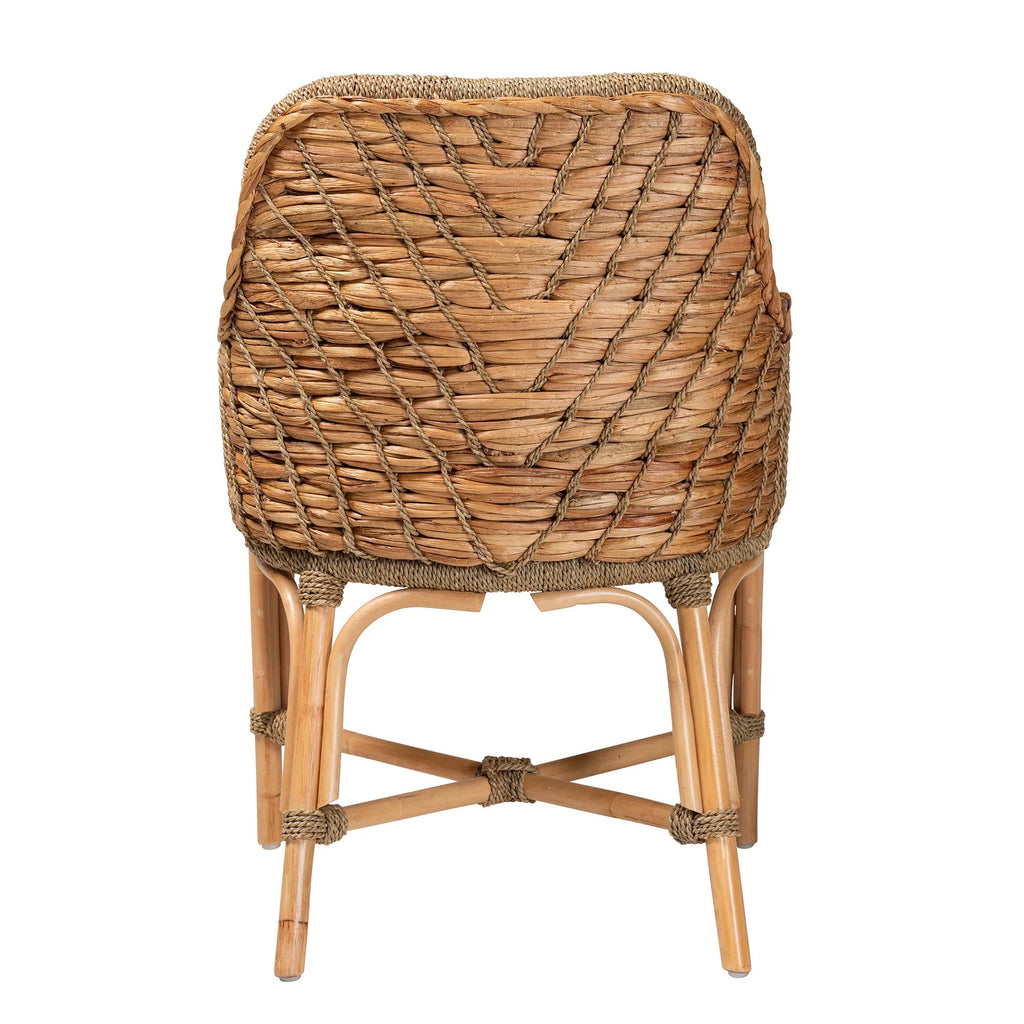 Natural Brown Woven Rattan Dining Arm Chair with Cushion H42250