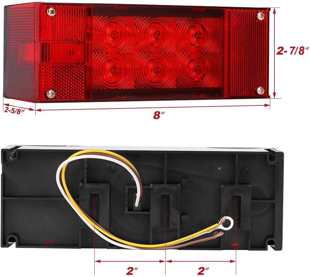 2PCS 12V LED Submersible Rectangular Trailer Lights T534