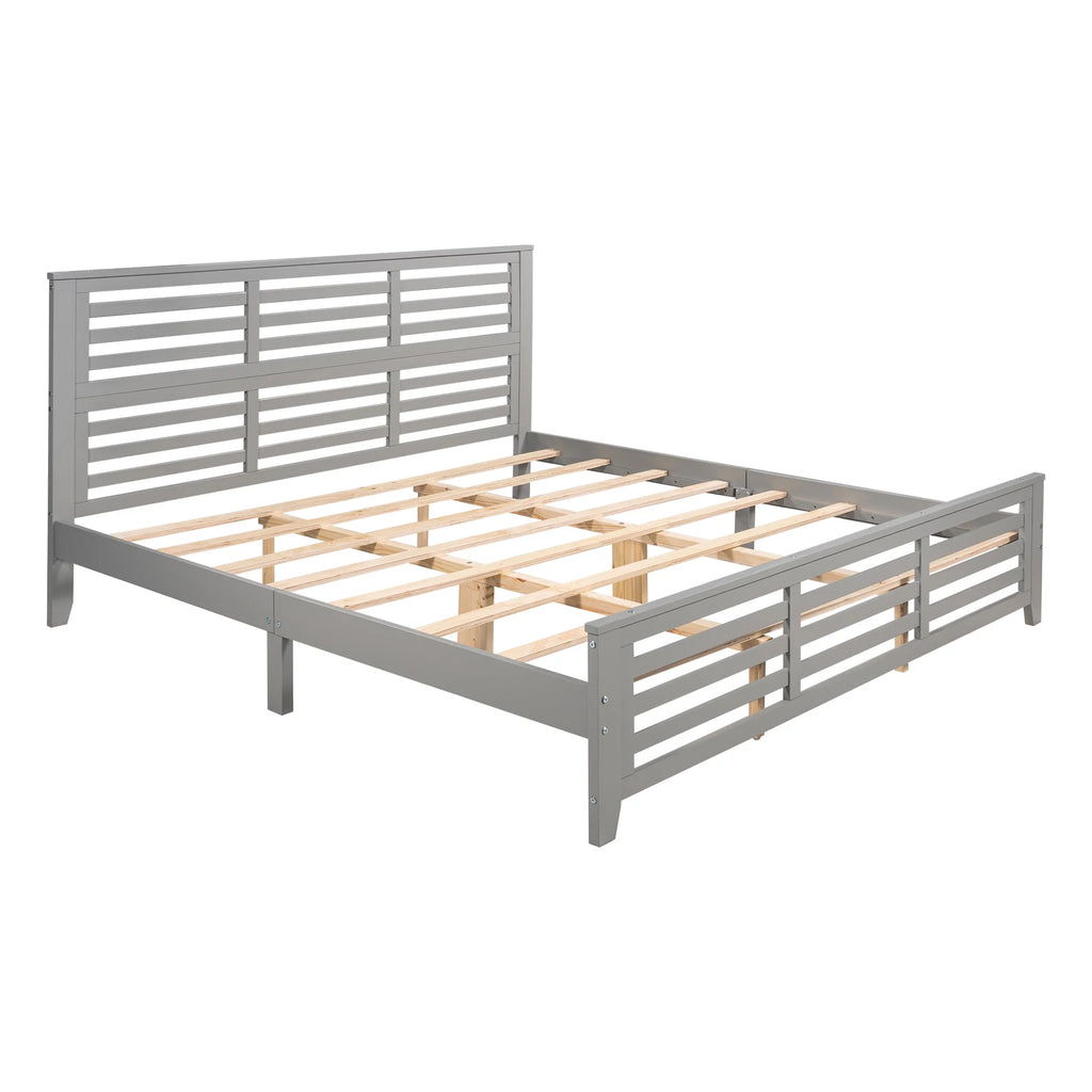 King Size Wood Platform Bed Frame with Headboard C2272