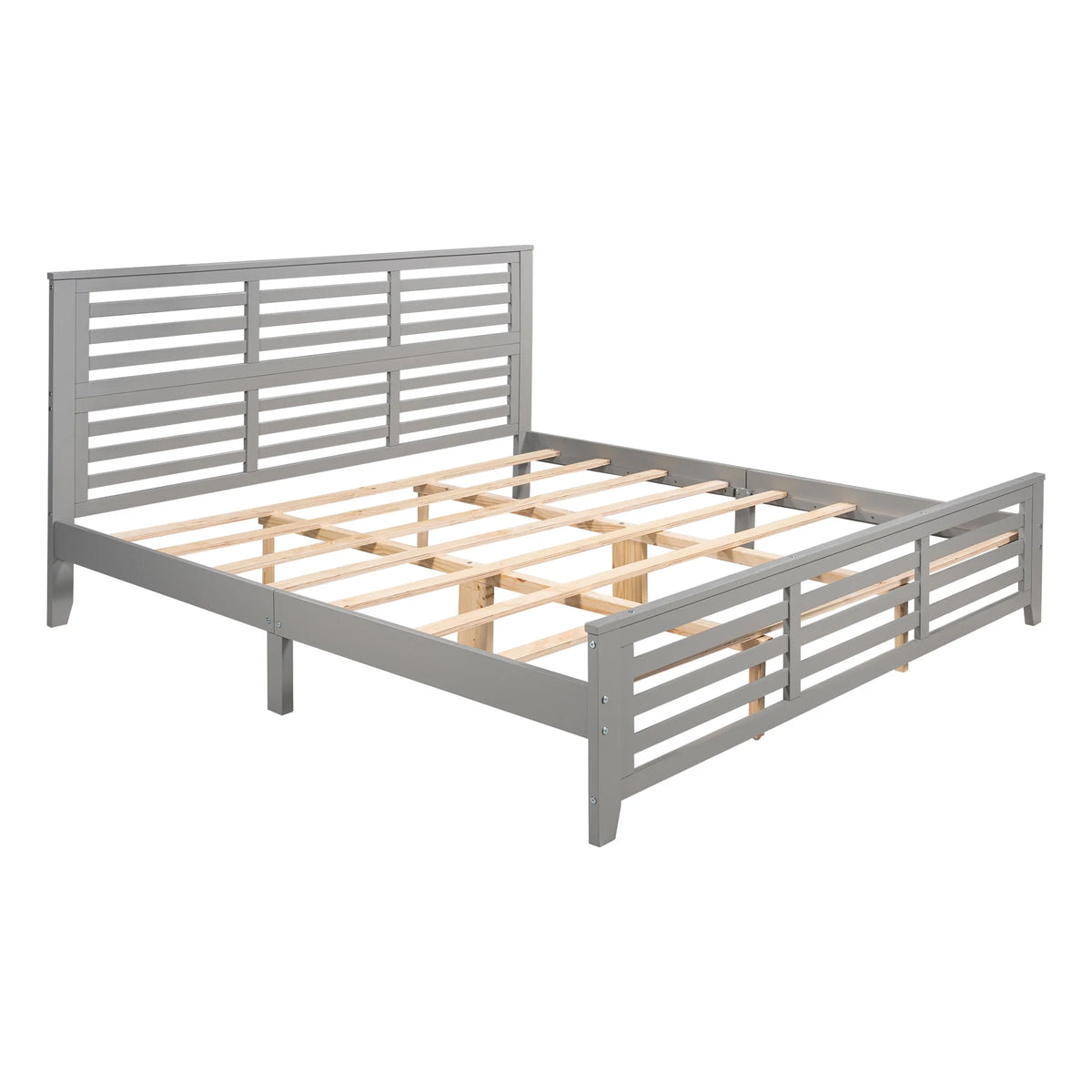 King Size Wood Platform Bed Frame with Headboard C2272