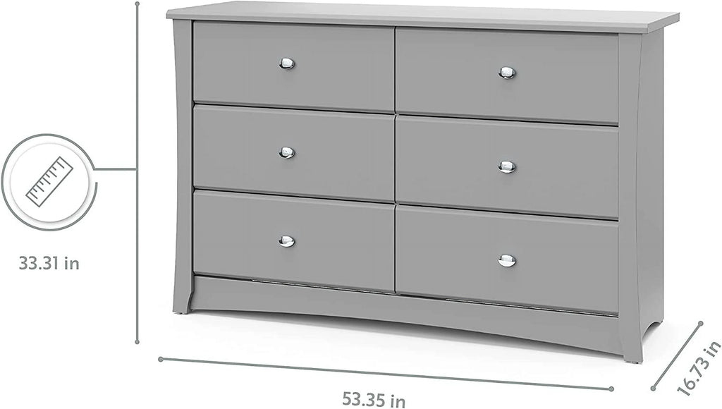 White 6 Drawer Double Dresser Y2084