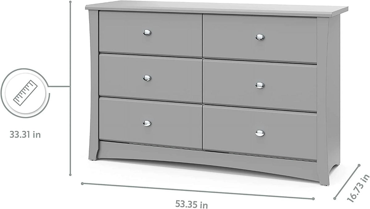 White 6 Drawer Double Dresser Y2084