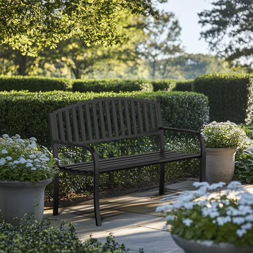 50" Heavy-Duty Metal Weatherproof Outdoor Bench L501