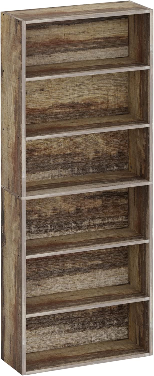 Vintage Brown 6 Tier Tall Bookcase S920415