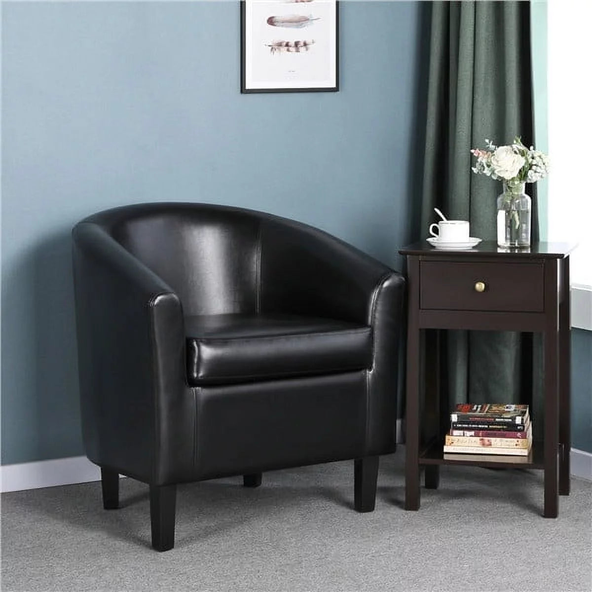 Black Faux Leather Accent Arm Chair J541505