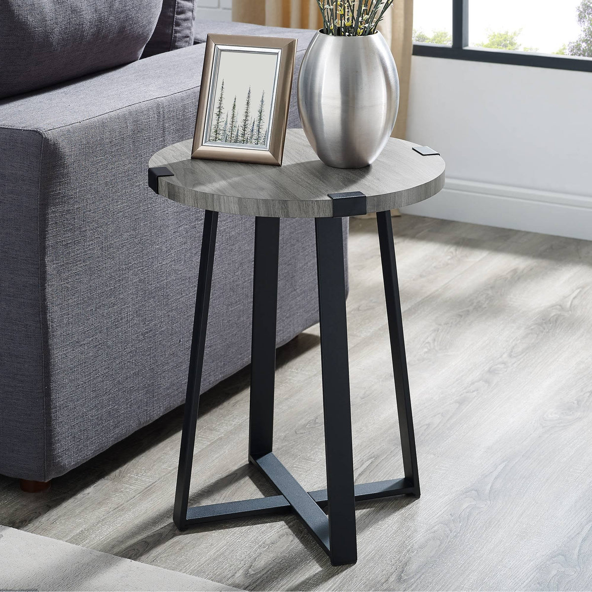 Slate Gray Round Side Table X135651