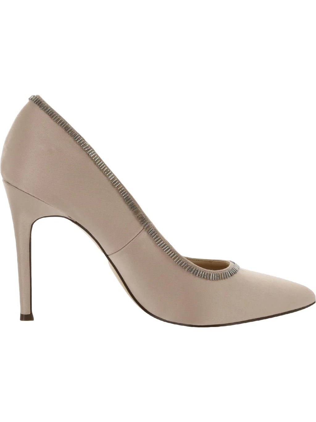 Beige Leather Embellished Heels Z597