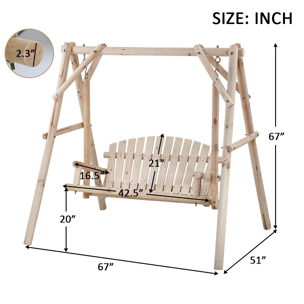 Wooden Swing Chair with A-Frame Stand V245060