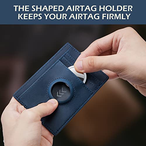 Slim Minimalist Crazy Horse Leather Airtag Card Wallet (Black) U69431