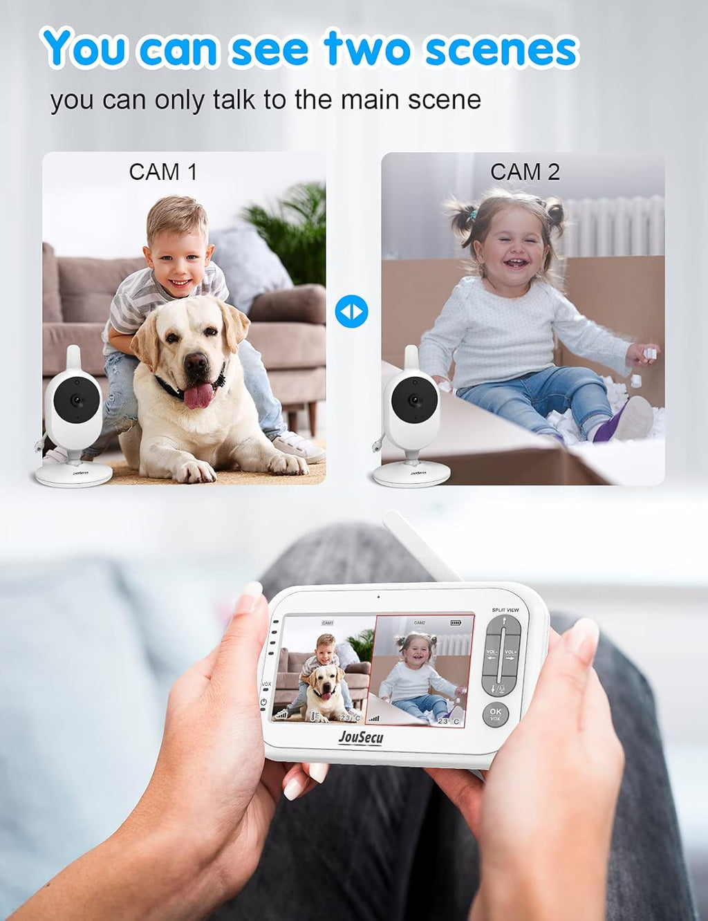 4.3 Inches LCD Split Screen Baby Monitor with Camera and Audio S514