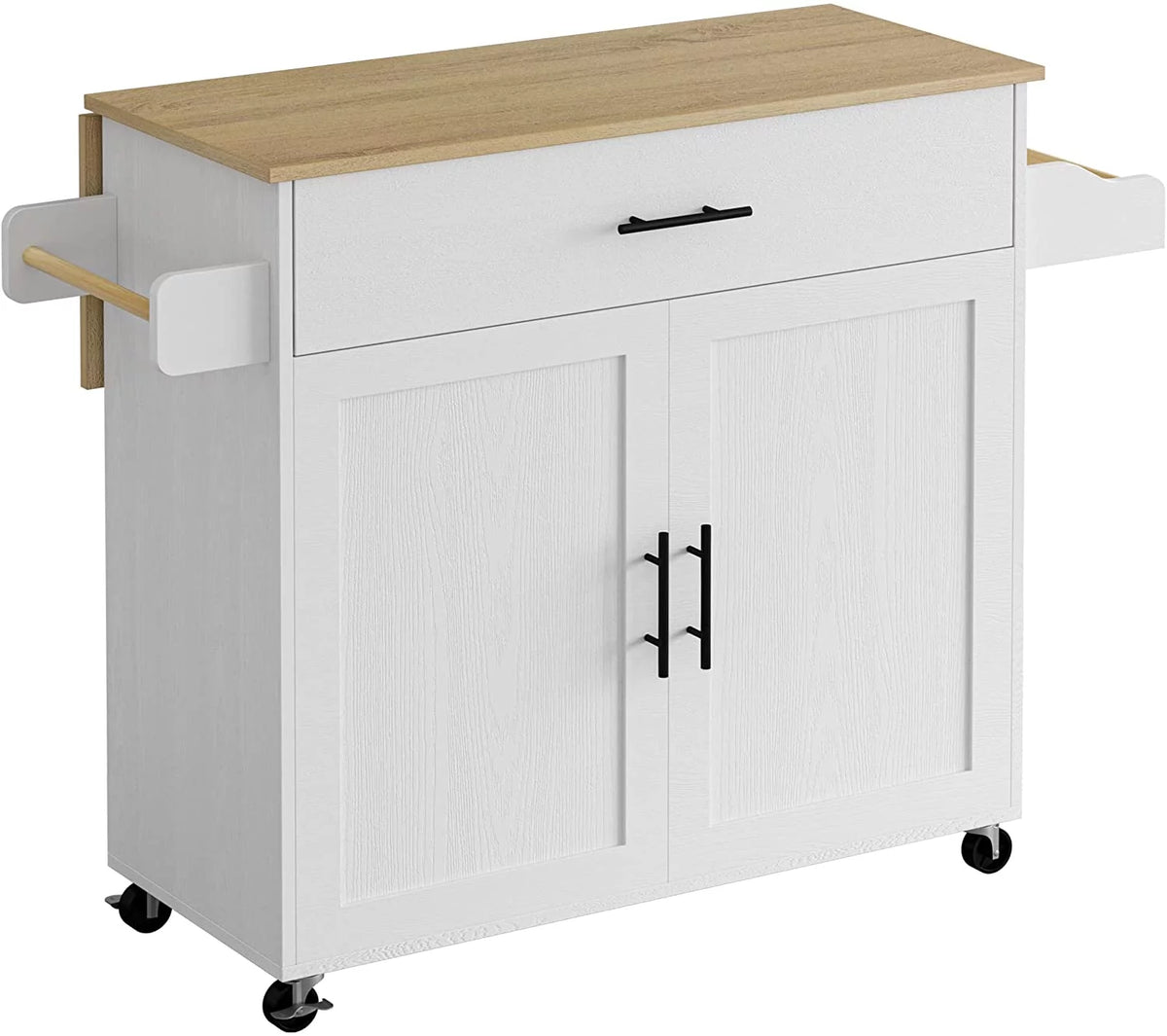 White Rolling Kitchen Island with Storage Cabinet Z2301
