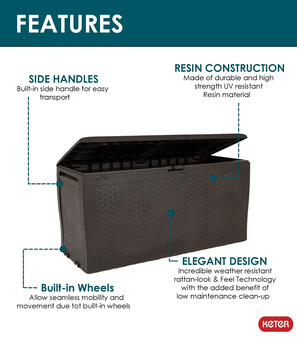 Brown Resin Outdoor Storage Deck Box J4022