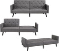Espresso Faux Leather Tufted Convertible Sofa Bed O3672