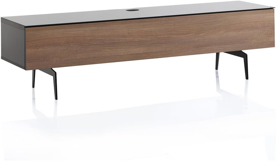 Black Wood and Glass TV Stand with Metal Legs C85345