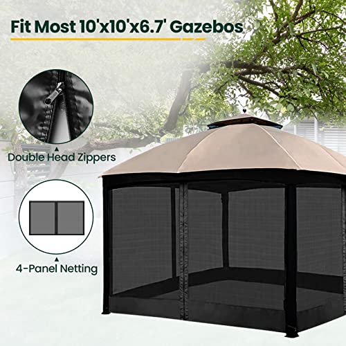 Black 10' x 10' 4-Panel Mosquito Netting with Zippers Q6159