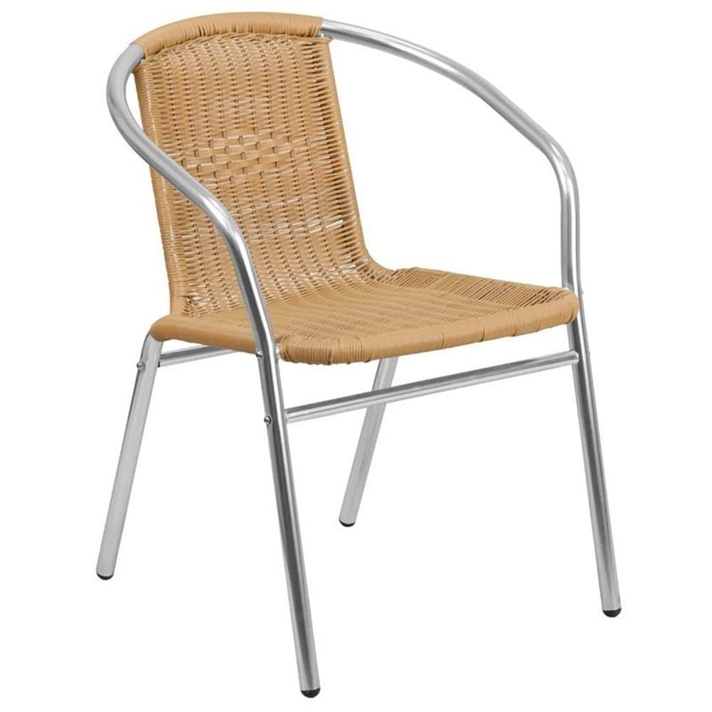Beige Aluminum and Rattan Stacking Patio Chair U7370
