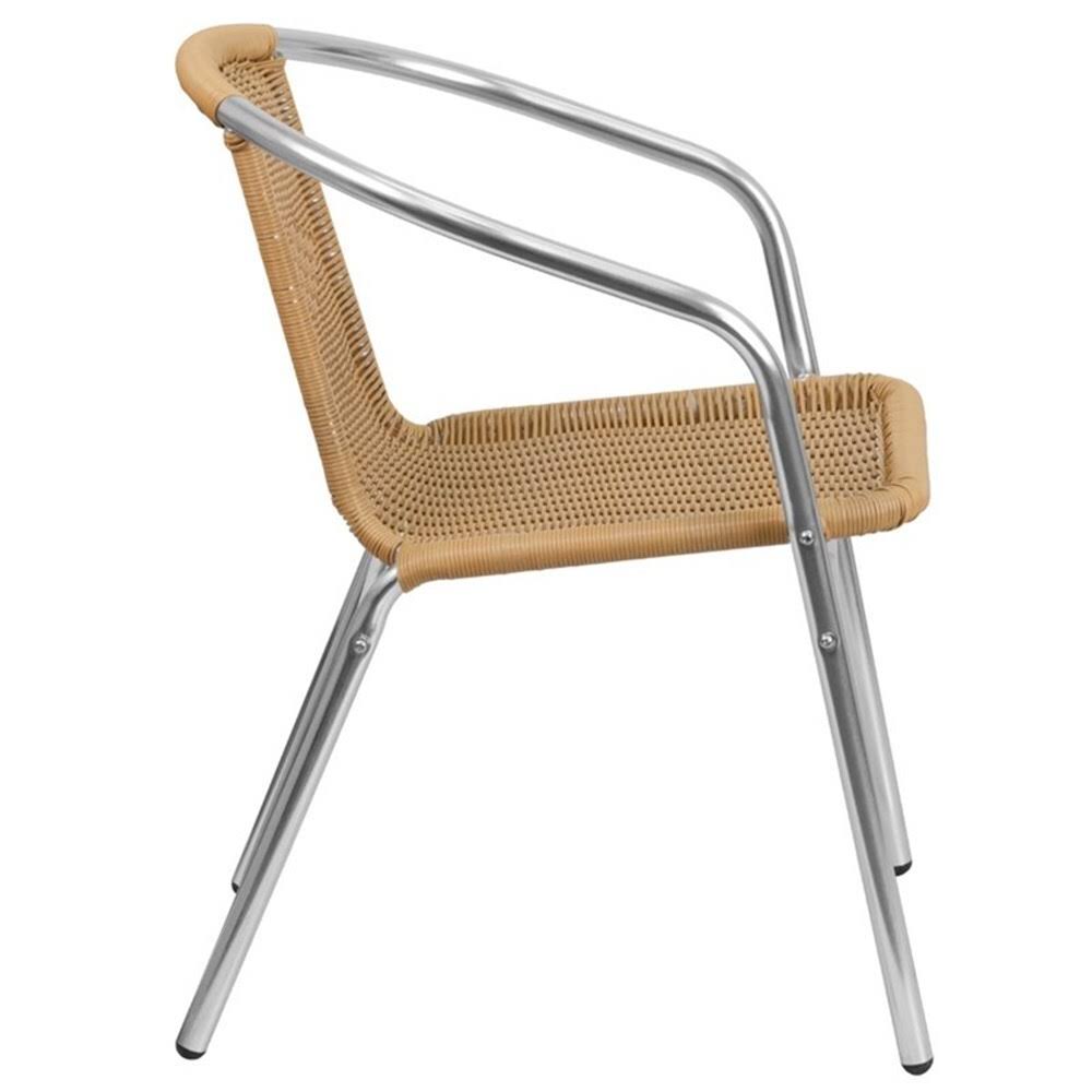 Beige Aluminum and Rattan Stacking Patio Chair U7370