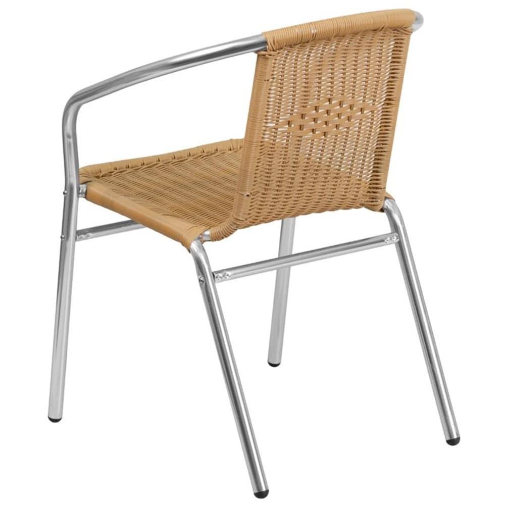 Beige Aluminum and Rattan Stacking Patio Chair U7370