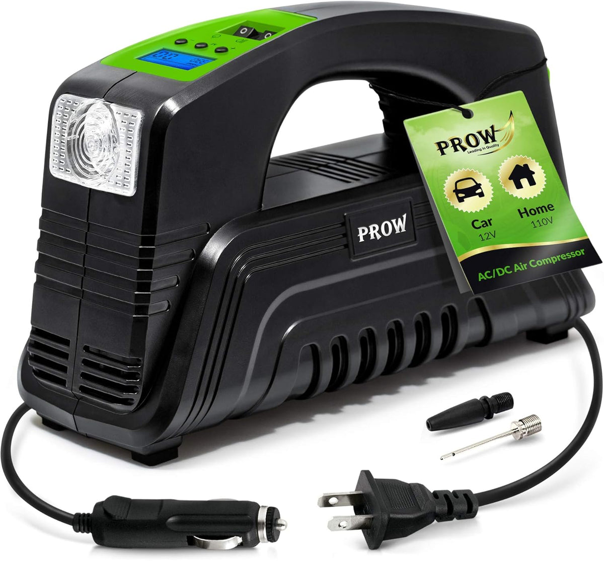 Electric Air Compressor Tire Inflator AC/DC Portable with Digital Pressure Gauge D751378