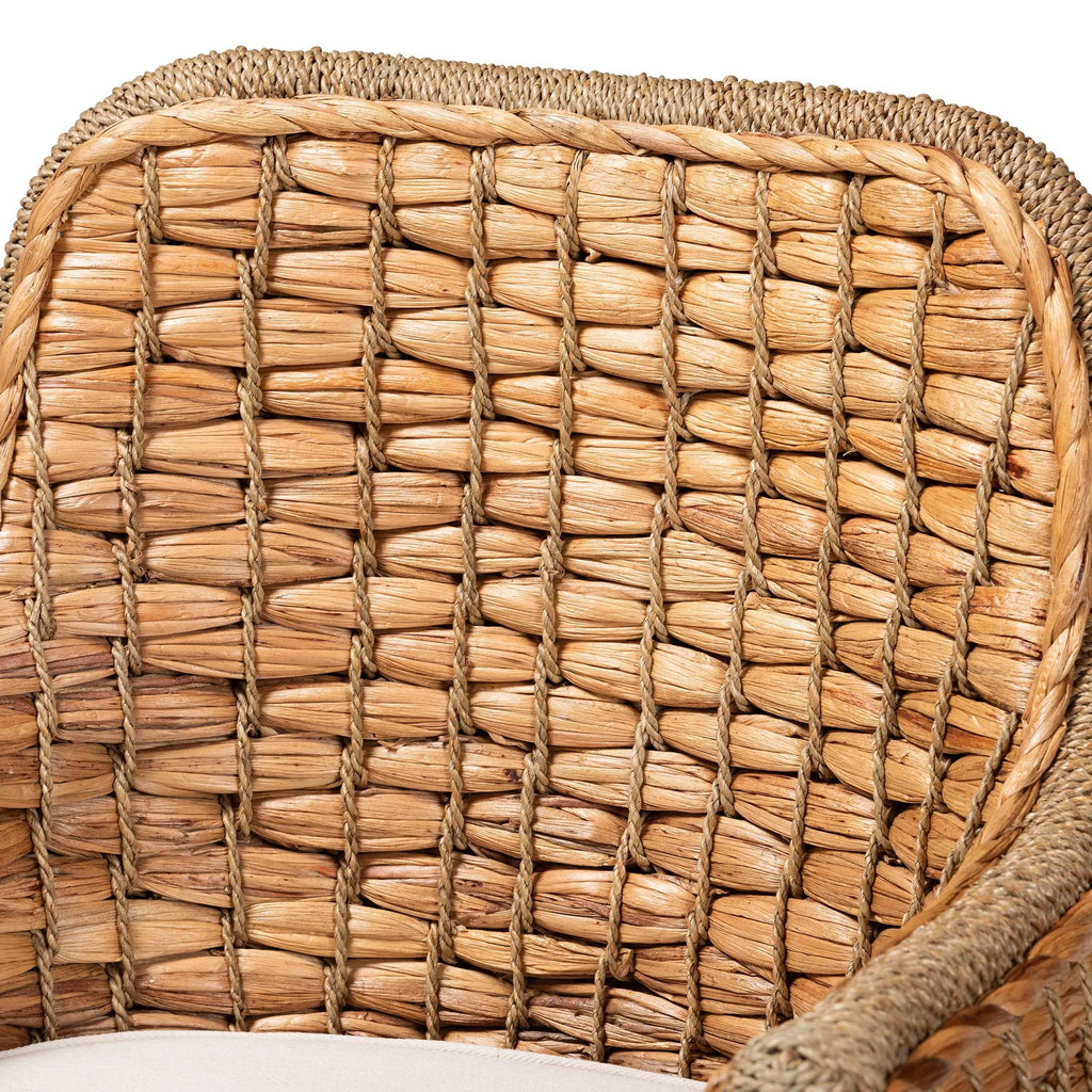 Natural Brown Woven Rattan Dining Arm Chair with Cushion H42250
