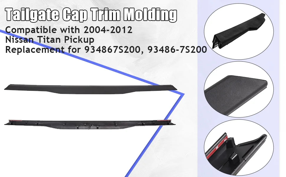 Tailgate Cover Cap Top Protector ABS Plastic 63.66" Length R373