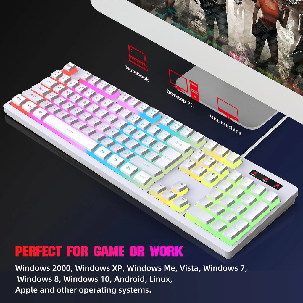 RGB Backlit Mechanical Gaming Keyboard with ABS Pudding Keycaps S14376