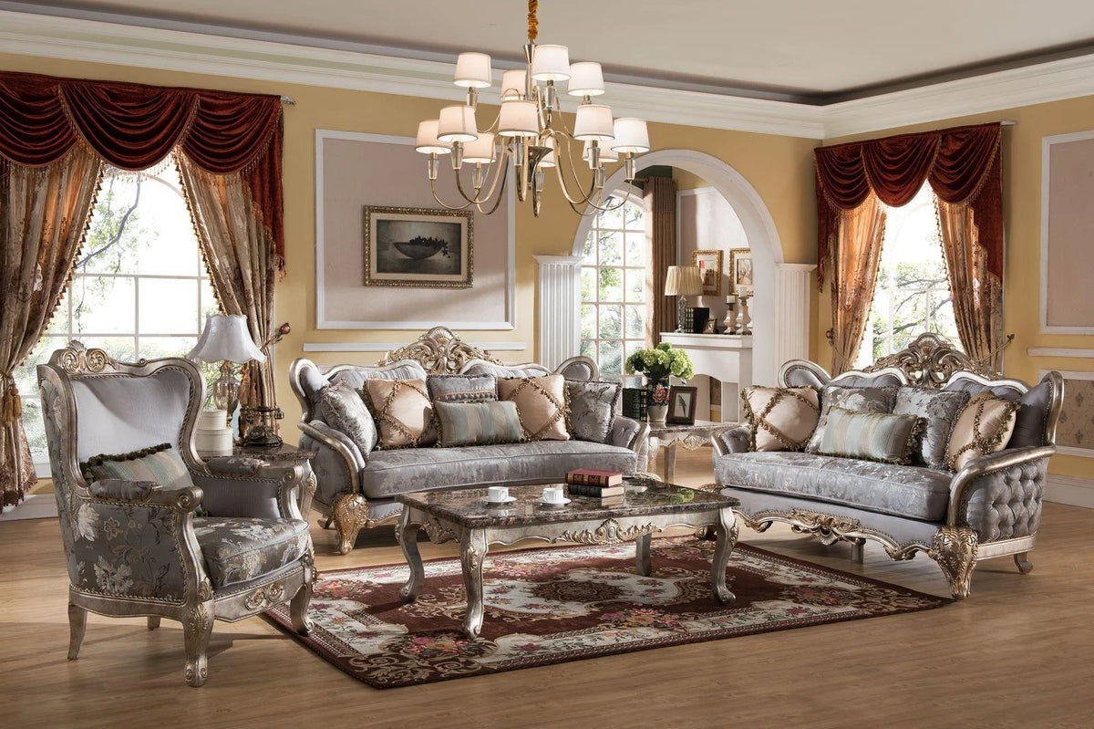 Metallic finish Wood Sofa Set 3Pcs W5183
