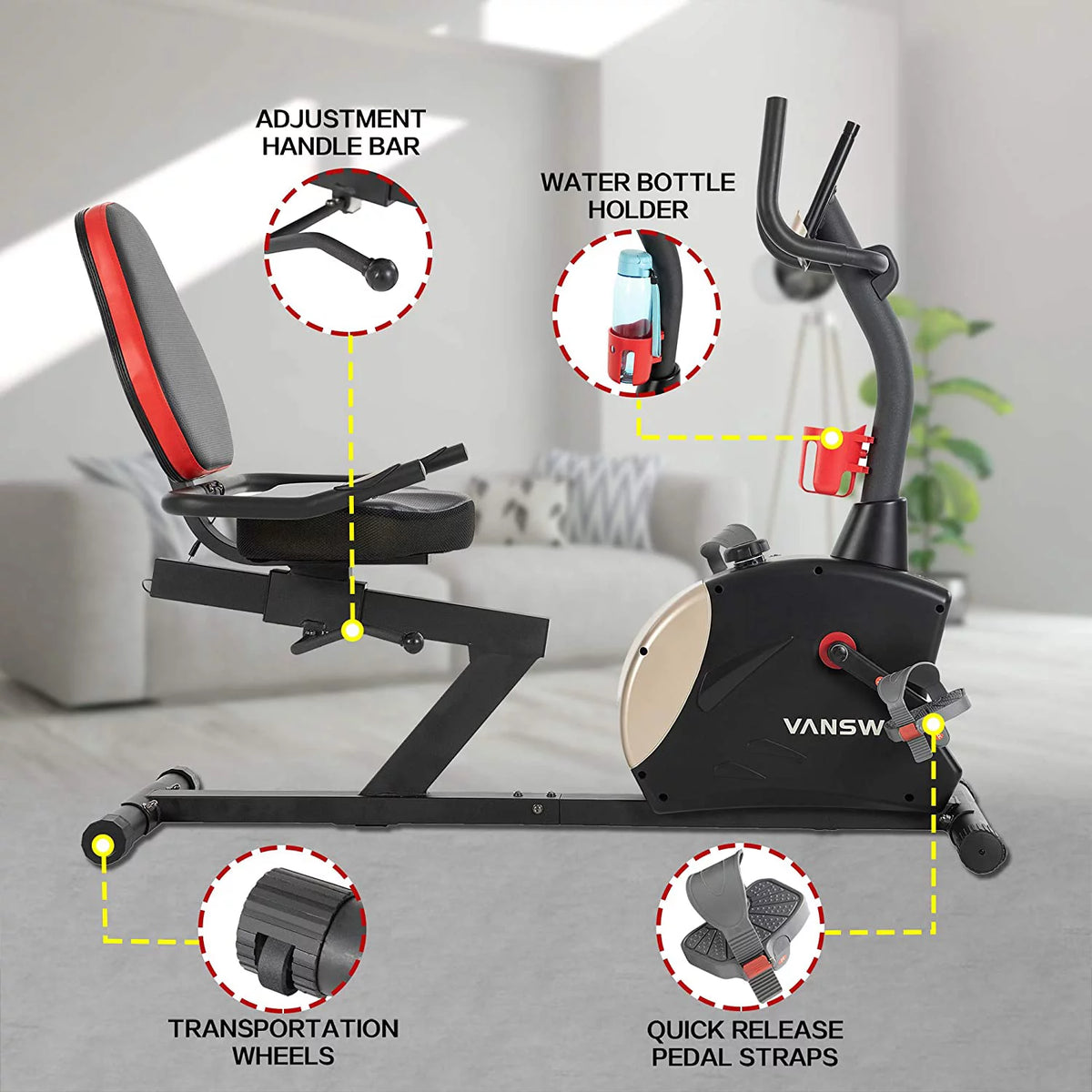 Recumbent Exercise Bike 400 lbs. Magnetic Resistance T90123