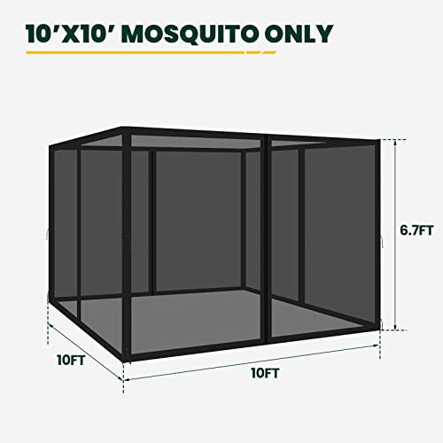 Black 10' x 10' 4-Panel Mosquito Netting with Zippers Q6159