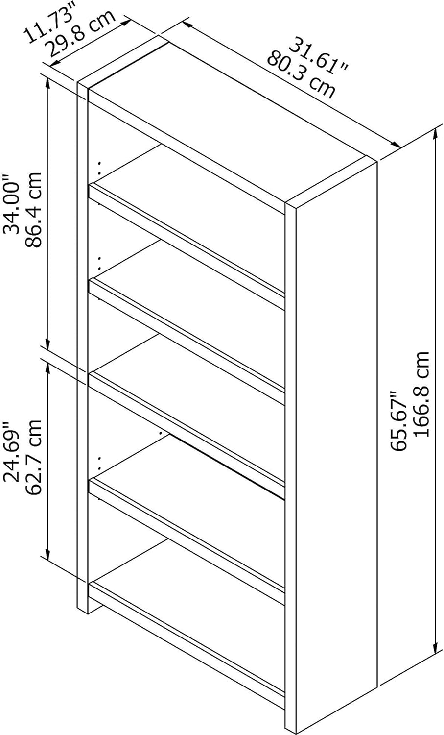 5 Shelf Bookcase O365