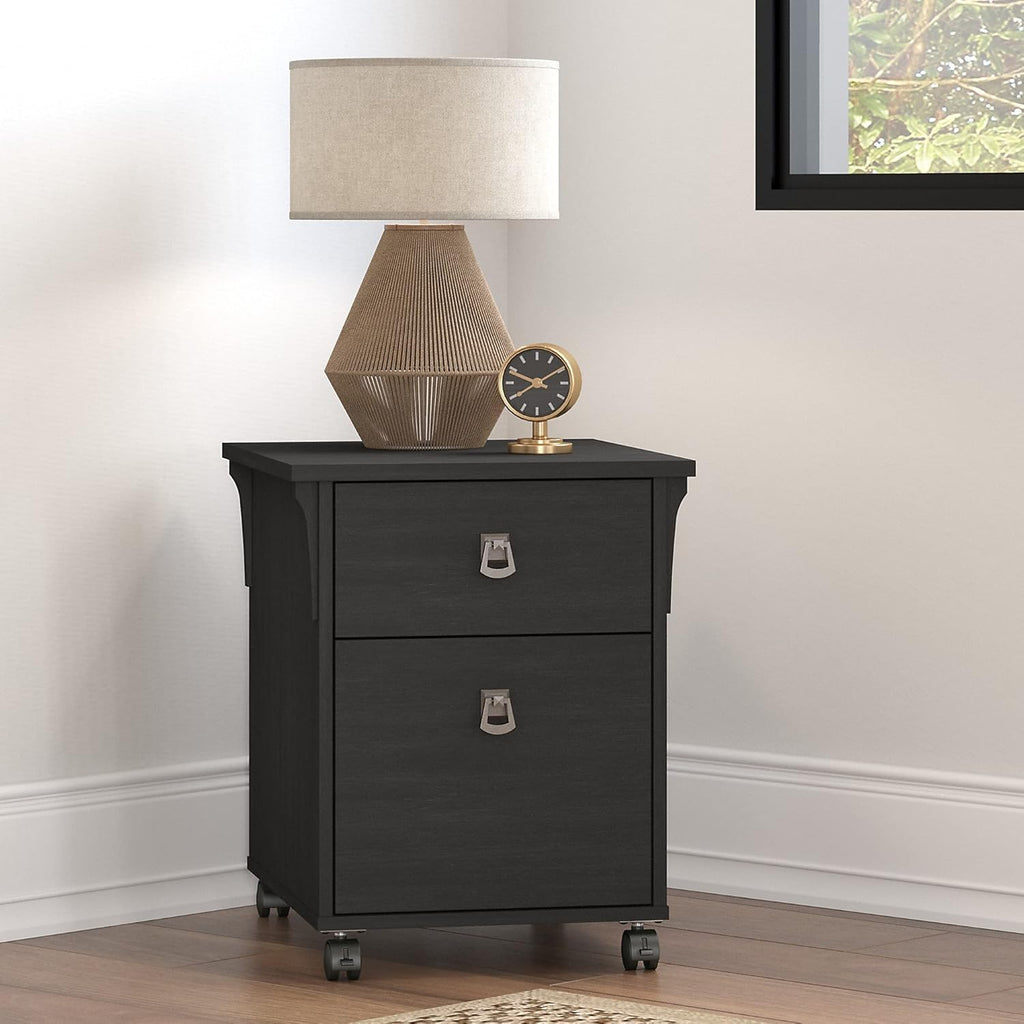 Vintage Black 2 Drawer Mobile File Cabinet F680341