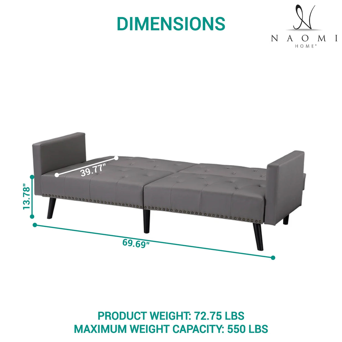 Espresso Faux Leather Tufted Convertible Sofa Bed O3672