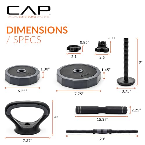 66 lb Adjustable Dumbbell, Barbell & Kettlebell Weight Set L9465